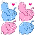 Baby elephant in love set Royalty Free Stock Photo