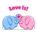 Baby elephant in love on white Royalty Free Stock Photo