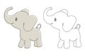 Baby Elephant In One Line Style.Elephant In Continuous Line Art Drawing Style.One Line Drawing.