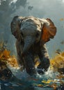 Wild Wonder: A Captivating Portrait of a Playful Baby Elephant i Royalty Free Stock Photo