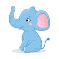 Baby elephant is sitting. Cute animal on a white background. Vector illustration in a cartoon style. Royalty Free Stock Photo