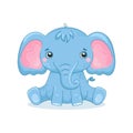 Baby elephant is sitting. Cute animal on a white background. Vector illustration in a cartoon style Royalty Free Stock Photo