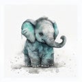 Baby elephant walks in the snow
