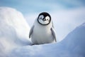 Baby Emperor Penguin sitting on ice