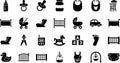 Baby Essentials Icon Set - Black and White Collection Royalty Free Stock Photo