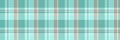 Baby fabric check texture, crease vector tartan plaid. Direct textile seamless background pattern in teal and pale turquoise