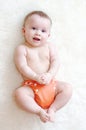 Baby in fabric washable diaper