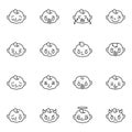 Baby face emoji line icons set Royalty Free Stock Photo