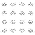 Baby face emoticon line icons set Royalty Free Stock Photo