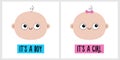 Baby face icon set. Kid head. Little girl boy infant. Human child toddler. Its a girl boy. Cute cartoon kawaii funny character. Royalty Free Stock Photo