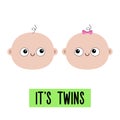 Baby face icon set. Kid head. Little girl boy infant. Human child toddler. Its twins. Cute cartoon kawaii funny character.
