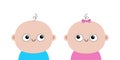 Baby face icon set. Kid head. Little girl boy infant. Human child toddler. Pink bow. Cute cartoon kawaii funny character. For Royalty Free Stock Photo