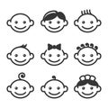 Baby Face Icons Set Royalty Free Stock Photo