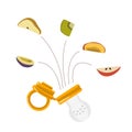 Baby feeder nibbler with fruits isolated illustration