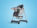 Baby feeding chair with soft bedding and safety anchorages 3d render on blue background with shadow Royalty Free Stock Photo