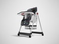 Baby feeding chair with soft bedding and safety anchorages 3d render on gray background with shadow