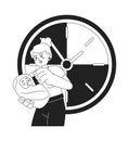 Baby feeding in time monochrome concept vector spot illustration