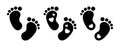 Baby footprint with hearts Baby feet silhouette Royalty Free Stock Photo