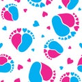 Baby feet  and hearts seamless vector pattern Royalty Free Stock Photo