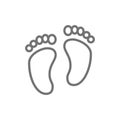 Baby feet, human footprints line icon. Royalty Free Stock Photo