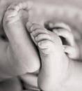 Baby feet.Macro. Close-up.