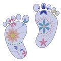 Baby feet painted silhouettes vintage boy Royalty Free Stock Photo