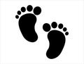 Baby feet silhouette vector art white background Royalty Free Stock Photo