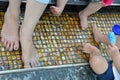 Baby feet splashing and bathing Royalty Free Stock Photo