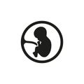 Baby fetus black icon, vector isolated illustration