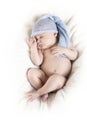 Baby girl with blue cap Royalty Free Stock Photo