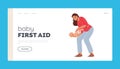 Baby First Aid Landing Page Template. Female Character Mother Trying To Reanimate or Help Newborn Choke-bore Baby Royalty Free Stock Photo