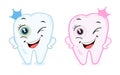 Baby first tooth for boys and girls. Tooth part vector