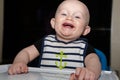 Baby With First Tooth Eating Food Royalty Free Stock Photo