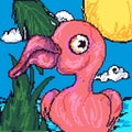 Baby FLAMINGO pixel art cute tropical illustration