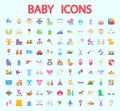 Baby flat vector icon set Royalty Free Stock Photo