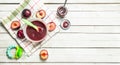 Baby food. Baby puree from fresh plum. Royalty Free Stock Photo