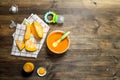 Baby food. Baby puree from fresh pumpkin. Royalty Free Stock Photo