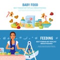 Baby Food 2 Flat Banners Royalty Free Stock Photo