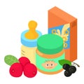 Baby food icon isometric vector. Children bottle pack porridge jar of baby food