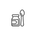 Baby food jar and spoon line icon