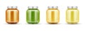 Baby food jars set, glass puree bottles with cap