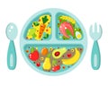 Baby food plate in bright flat style