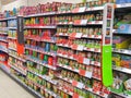 Baby food shelf in a store. Royalty Free Stock Photo