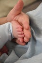 Adult hand holding a baby foot Royalty Free Stock Photo
