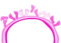 Baby Foot Pink Border invitation card Royalty Free Stock Photo