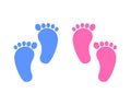 Baby foot print isolated on white background. Little boy and girl feet. Design elements for greeting card and Royalty Free Stock Photo