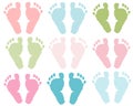 Baby foot print pastel colored vector illustration background Royalty Free Stock Photo