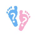 Baby foot prints. Baby girl baby boy. Twin baby symbol. Baby gender reveal symbol