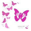 Baby foot prints and butterfly newborn baby greeting card vector Royalty Free Stock Photo