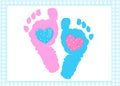 Baby foot prints with heart baby shower greeting card